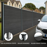 Composite Fence Panels & LED Posts 6ft x 51ft - Grey