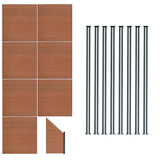 Composite Fence Panels, Angled Piece & LED Posts 6ft x 43ft - Brown