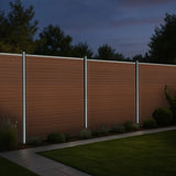 Composite Fence Panel & LED Posts 6ft x 6ft - Brown