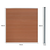 Composite Fence Panels, Angled Piece & LED Posts 6ft x  14.5ft - Brown