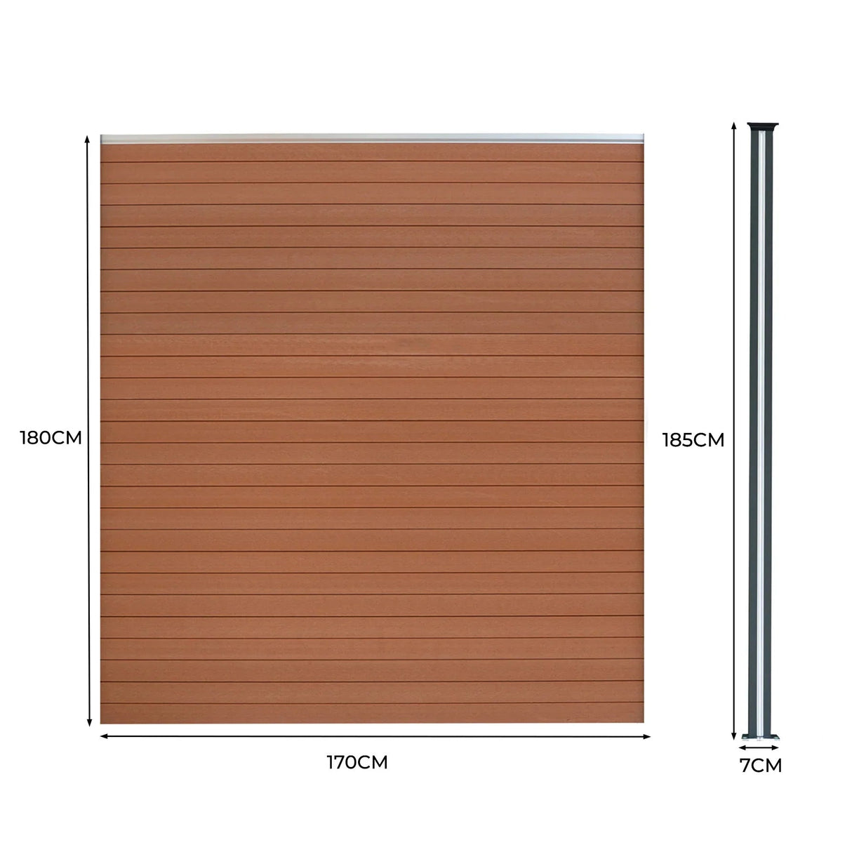 Composite Fence Panels, Angled Piece & LED Posts 6ft x 25ft - Brown