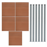 Composite Fence Panels & LED Posts 6ft x 29ft - Brown