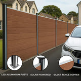 Composite Fence Panels & LED Posts 6ft x 34ft - Brown