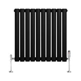 Oval Single Column Radiator & Valves – 600mm x 600mm – Black