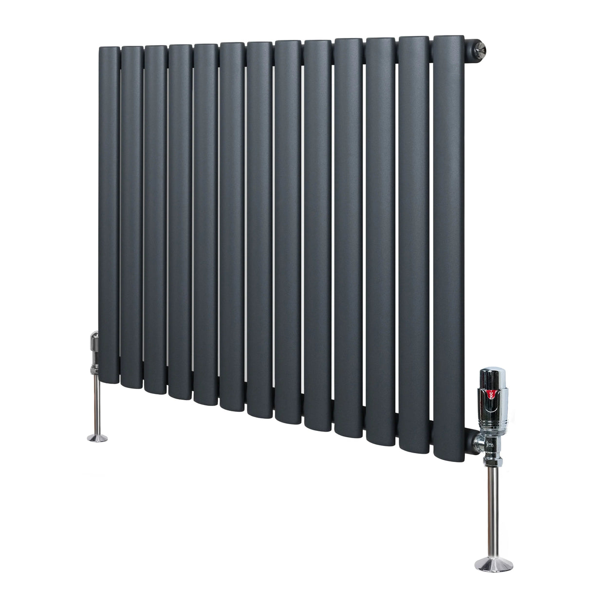Oval Single Column Radiator & Valves – 600mm x 780mm – Anthracite Grey