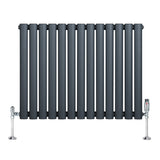 Oval Single Column Radiator & Valves – 600mm x 780mm – Anthracite Grey