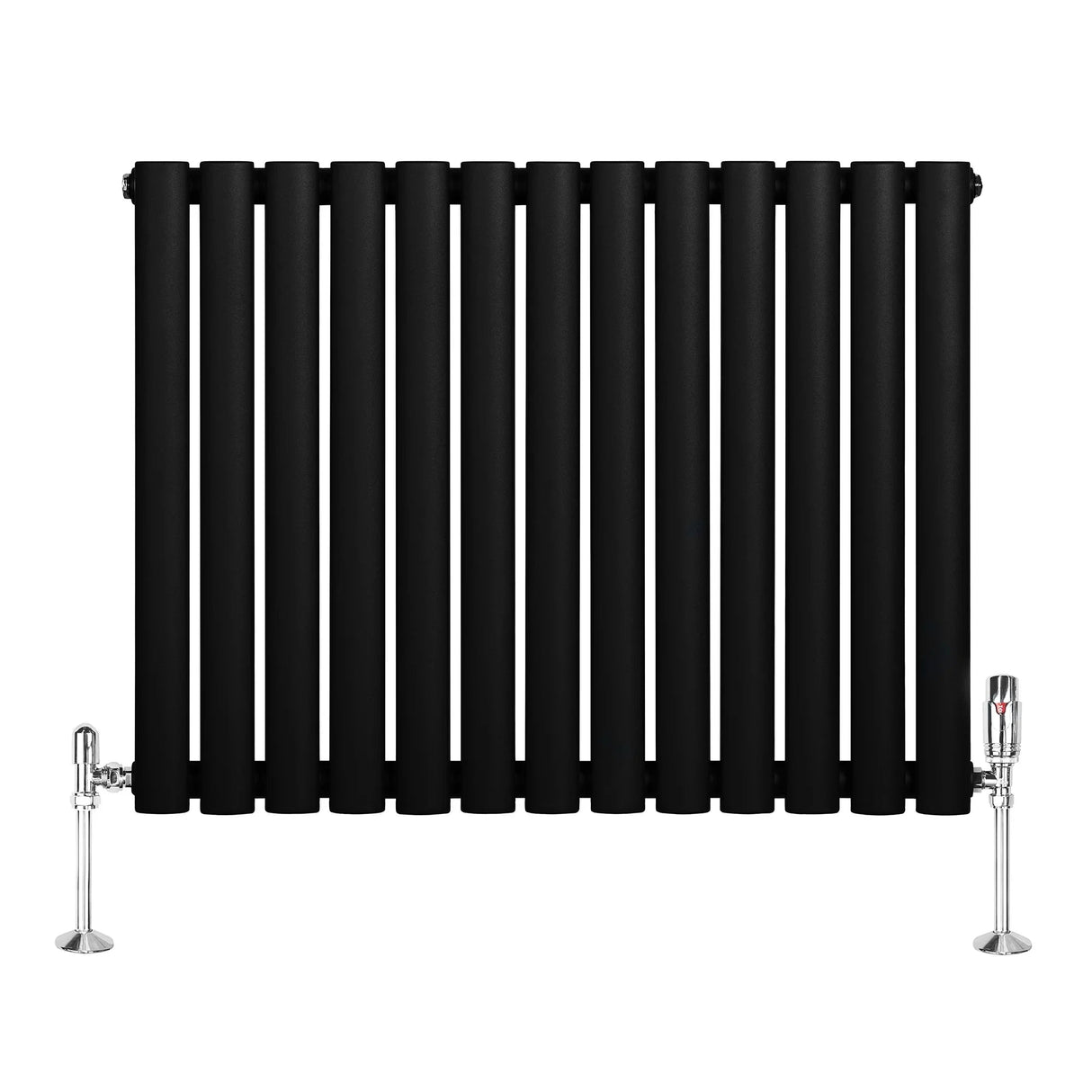 Oval Single Column Radiator & Valves – 600mm x 780mm – Black