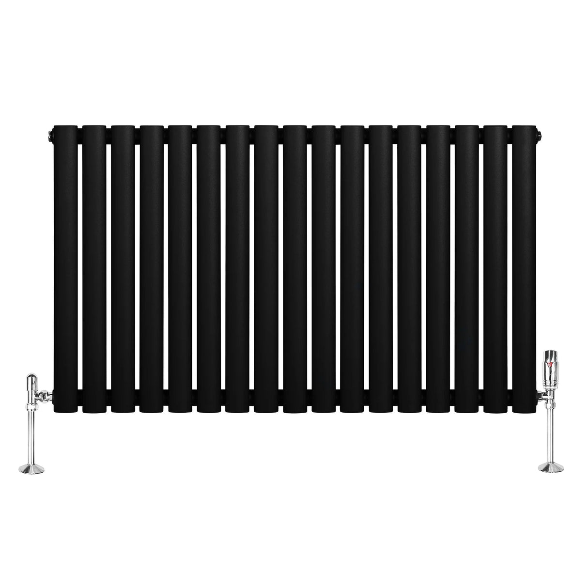 Oval Single Column Radiator & Valves – 600mm x 1020mm – Black