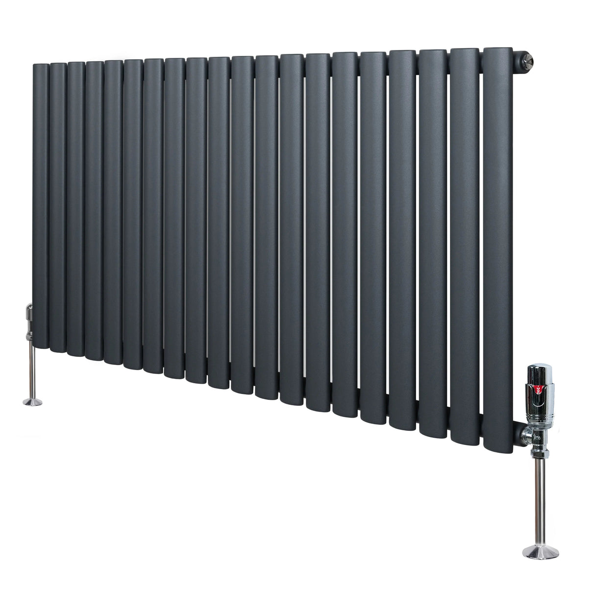 Oval Single Column Radiator & Valves – 600mm x 1200mm – Anthracite Grey