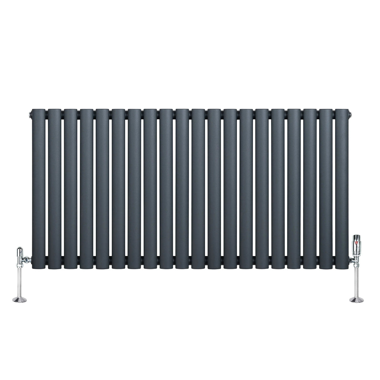 Oval Single Column Radiator & Valves – 600mm x 1200mm – Anthracite Grey