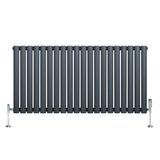 Oval Single Column Radiator & Valves – 600mm x 1200mm – Anthracite Grey