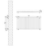 Oval Single Column Radiator & Valves – 600mm x 1200mm – Anthracite Grey
