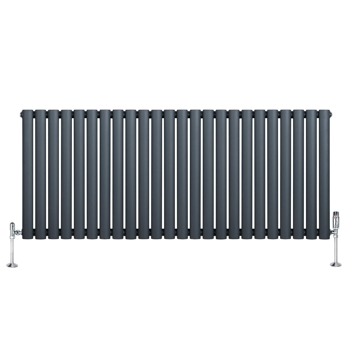 Oval Single Column Radiator & Valves – 600mm x 1440mm – Anthracite Grey