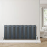 Oval Single Column Radiator & Valves – 600mm x 1440mm – Anthracite Grey