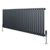 Oval Single Column Radiator & Valves – 600mm x 1620mm – Anthracite Grey