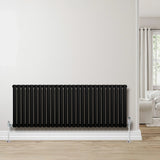 Oval Single Column Radiator & Valves – 600mm x 1620mm – Black