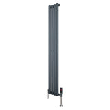 Oval Single Column Radiator & Valves – 1600mm x 240mm – Anthracite Grey