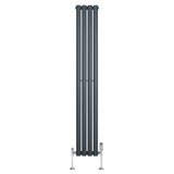 Oval Single Column Radiator & Valves – 1600mm x 240mm – Anthracite Grey