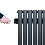 Oval Single Column Radiator & Valves – 1600mm x 240mm – Anthracite Grey