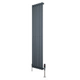 Oval Single Column Radiator & Valves – 1600mm x 360mm – Anthracite Grey