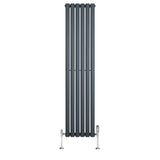 Oval Single Column Radiator & Valves – 1600mm x 360mm – Anthracite Grey