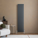 Oval Single Column Radiator & Valves – 1600mm x 360mm – Anthracite Grey