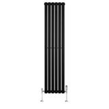 Oval Single Column Radiator & Valves – 1600mm x 360mm – Black