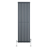 Oval Single Column Radiator & Valves – 1600mm x 480mm – Anthracite Grey
