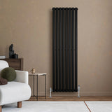 Oval Single Column Radiator & Valves – 1600mm x 480mm – Black