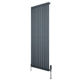 Oval Single Column Radiator & Valves – 1600mm x 600mm – Anthracite Grey