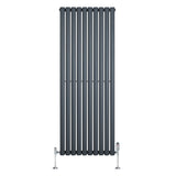 Oval Single Column Radiator & Valves – 1600mm x 600mm – Anthracite Grey