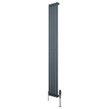Oval Single Column Radiator & Valves – 1800mm x 240mm – Anthracite Grey