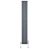 Oval Single Column Radiator & Valves – 1800mm x 240mm – Anthracite Grey