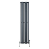 Oval Single Column Radiator & Valves – 1800mm x 360mm – Anthracite Grey