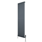 Oval Single Column Radiator & Valves – 1800mm x 480mm – Anthracite Grey