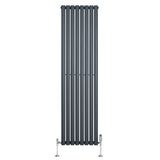 Oval Single Column Radiator & Valves – 1800mm x 480mm – Anthracite Grey