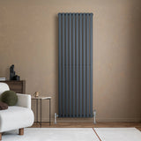 Oval Single Column Radiator & Valves – 1800mm x 600mm – Anthracite Grey