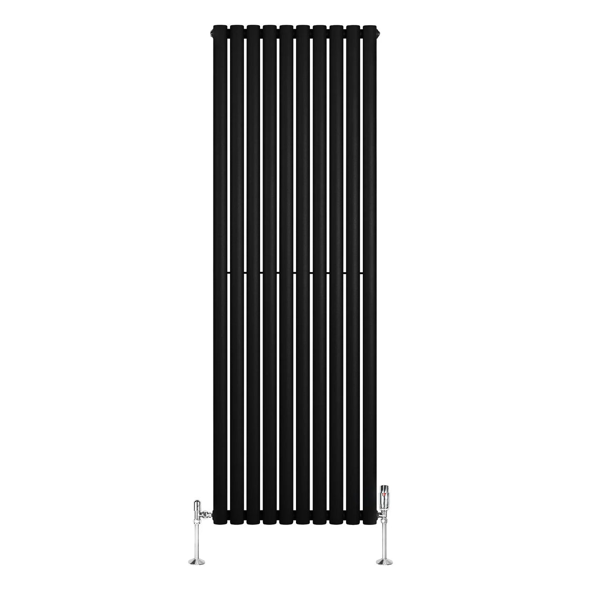 Oval Single Column Radiator & Valves – 1800mm x 600mm – Black