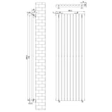 Oval Single Column Radiator & Valves – 1800mm x 600mm – White