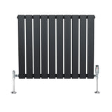 Flat Single Column Radiator & Valves – 600mm x 700mm – Anthracite Grey
