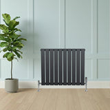 Flat Single Column Radiator & Valves – 600mm x 700mm – Anthracite Grey