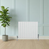 Flat Single Column Radiator & Valves – 600mm x 700mm – White