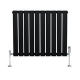 Flat Single Column Radiator & Valves – 600mm x 700mm – Black