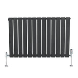 Flat Single Column Radiator & Valves – 600mm x 910mm – Anthracite Grey