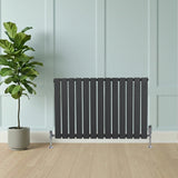 Flat Single Column Radiator & Valves – 600mm x 910mm – Anthracite Grey