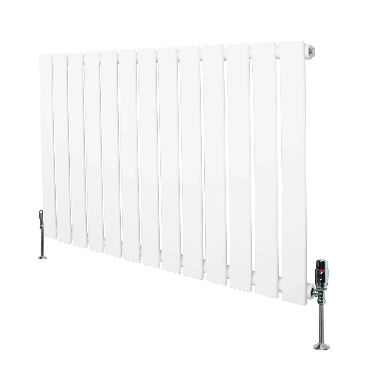 Flat Single Column Radiator & Valves – 600mm x 910mm – White