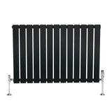 Flat Single Column Radiator & Valves – 600mm x 910mm – Black