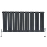 Flat Single Column Radiator & Valves – 600mm x 1190mm – Anthracite Grey