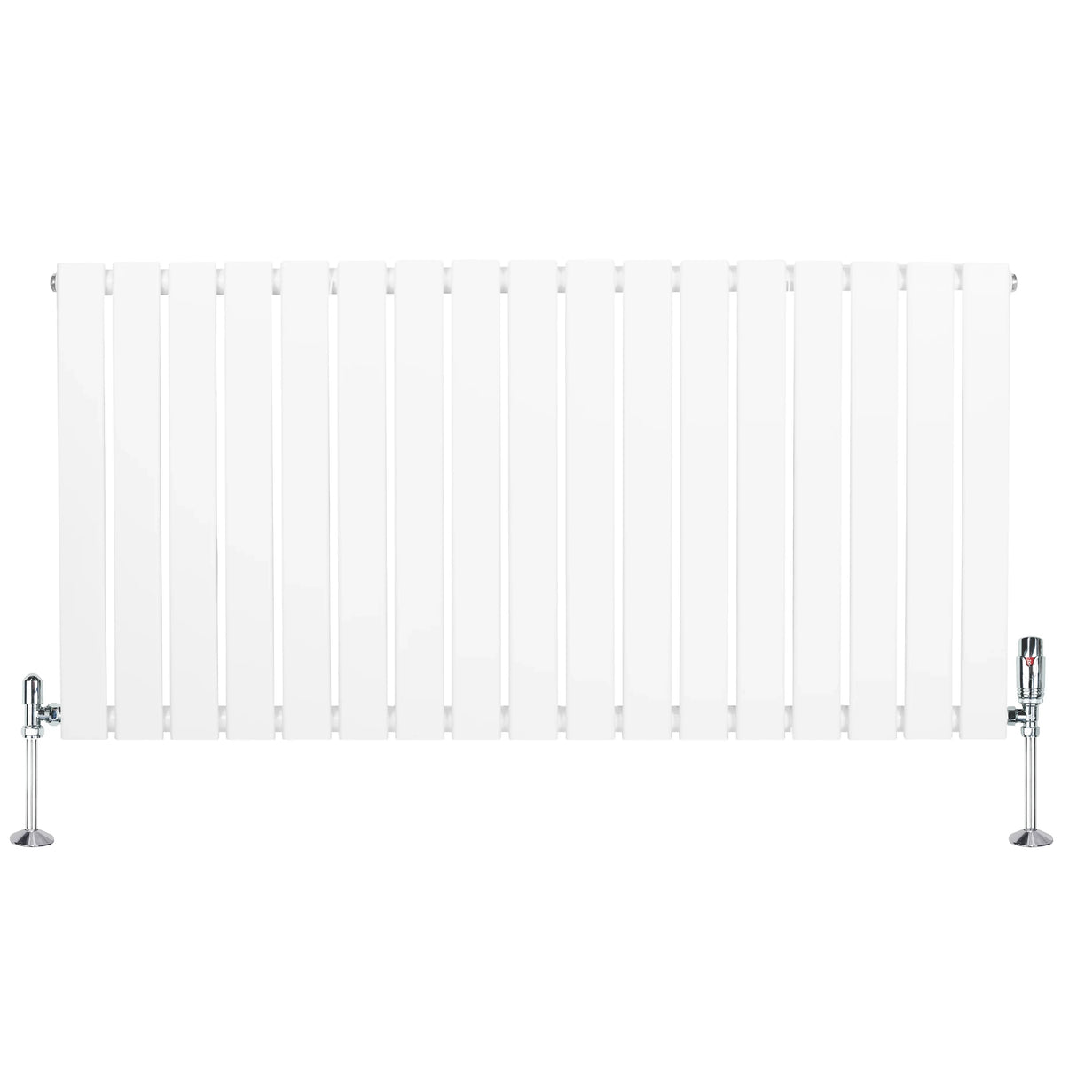 Flat Single Column Radiator & Valves – 600mm x 1190mm – White