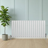 Flat Single Column Radiator & Valves – 600mm x 1190mm – White